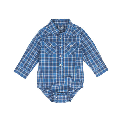 Wrangler Infant Boys' Plaid Print Long Sleeve Pearl Snap Onesie | Boot Barn