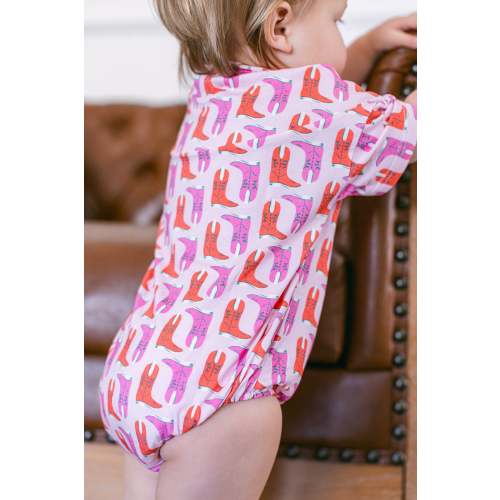Pink Boots Bamboo T-Shirt Bubble I Poppy Kids Co