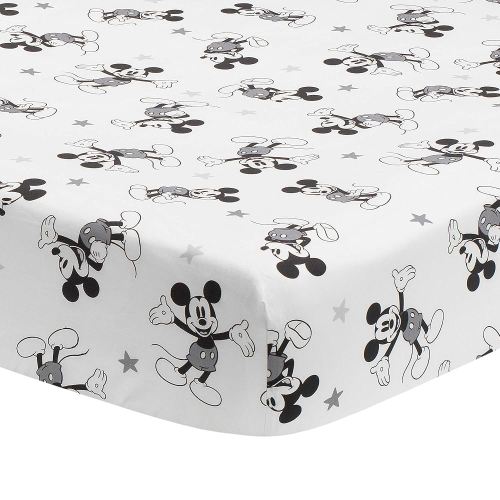 Lambs & Ivy Magical Mickey Mouse Cotton Fitted Crib Sheet - White, Disney