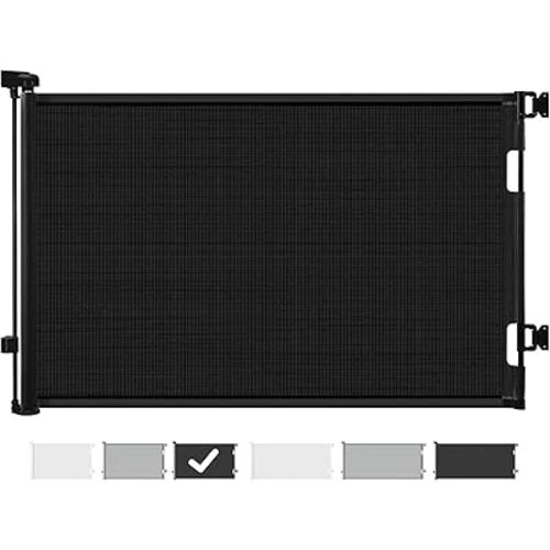 Cumbor Baby Gate Retractable Gates for Stairs, Mesh Dog Gate for The House, Wide Pet Gate 33" Tall, Extends to 55" Wide, Long Child Safety Gates for Doorways, Hallways, Cat Gate Indoor/Outdoor(Black)