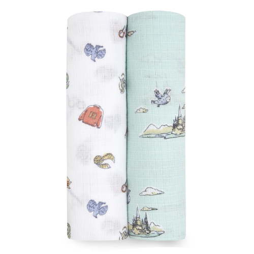 Aden + Anais™ x Harry Potter™, Cotton Muslin Swaddle Blanket, Hogwarts, Unisex, Infants, 2-Pack