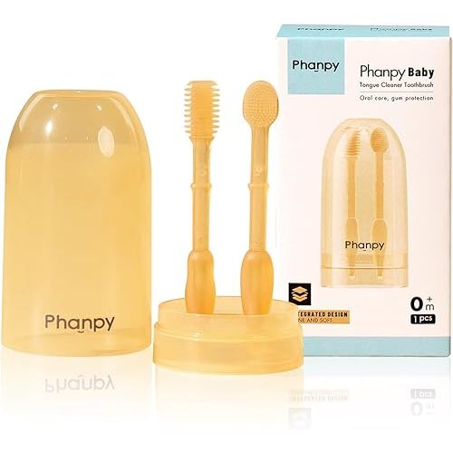 Phanpy Baby Toothbrush, Silicone Baby Tongue Cleaner Newborn, Infant Toothbrush 0-6 Months and 6 to 12 Months, Baby First Toothbrush, Oral Cleaner, Baby Mouth Cleaner