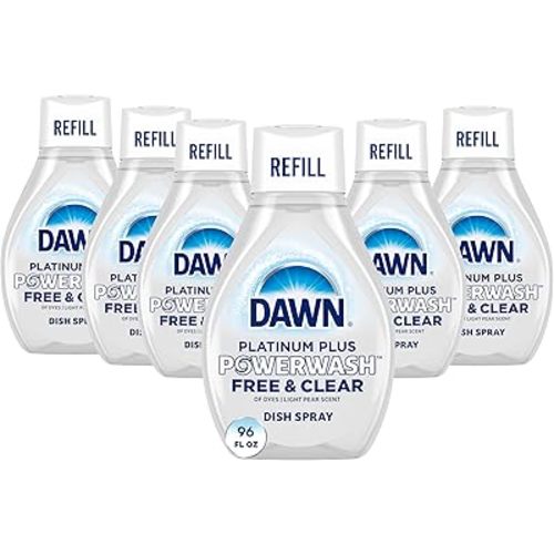 Dawn Free & Clear Powerwash Dish Spray, Dish Soap, Pear Scent Refill, 16 Fl oz (6 Pack)