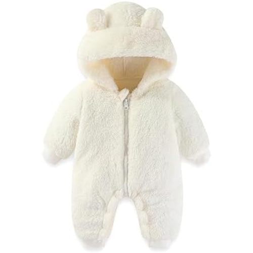 UVIPC Baby Newborn Bear Fleece Snowsuit Winter Coat Warm Hooded Jumpsuit for Baby boy girl
