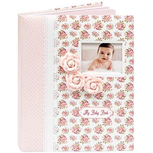 Baby Girl Memory Book First 5 Years, Pink Floral Milestone Journal w. Stickers & Keepsake Box, Great Baby Shower Gift