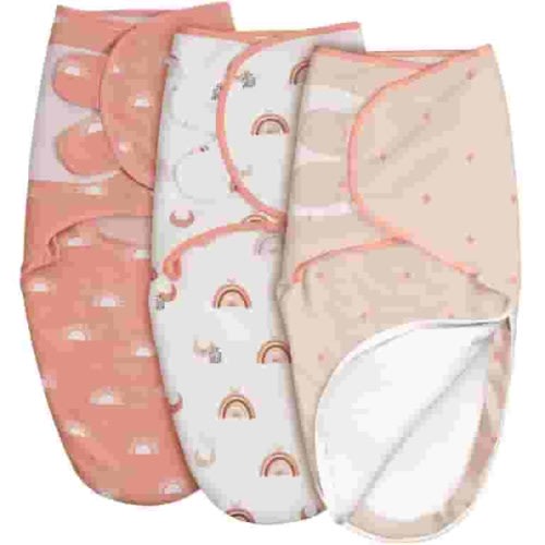 Gllquen Baby 3-Pack Swaddles with Zipper 0-3 Months Newborn Swaddle Sack, Wearable Blankets Wrap for Baby Girls Boys, Sunrise