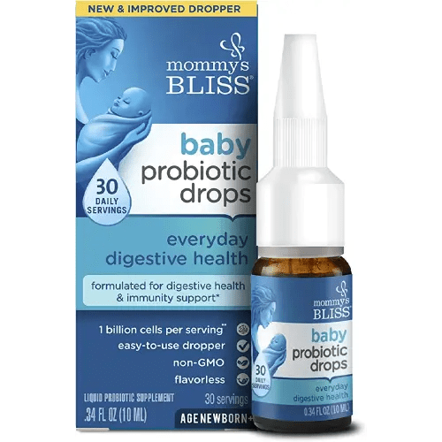 Mommy's Bliss Baby Probiotic Drops, Daily Gas, Constipation, and Colic Symptom Relief + Immune Support, Newborns & Up, 0.34 Fl Oz (30 Servings)