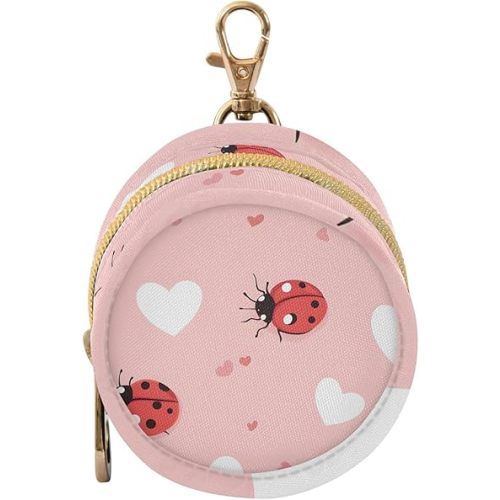 YETTASBIN Ladybugs Portable Pacifier Holder Case with Metal Hook Buckle & Zipper for Diaper Bag and Stroller, Versatile All-in-One Travel-Friendily Baby Pacifier Pouch for Boy Girl