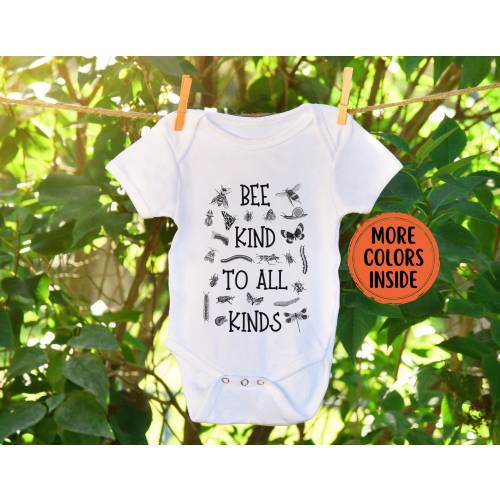 Bee Kind Baby Newborn Bodysuit | Cute Cottagecore Baby Shower Gift | Be Kind To All Kinds Insect | Entomology Bugs Lover Baby Gift