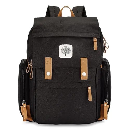 Parker Baby Co. Diaper Backpack - Large Diaper Bag with Insulated Pockets, Stroller Straps and Changing Pad -Birch Bag - Black