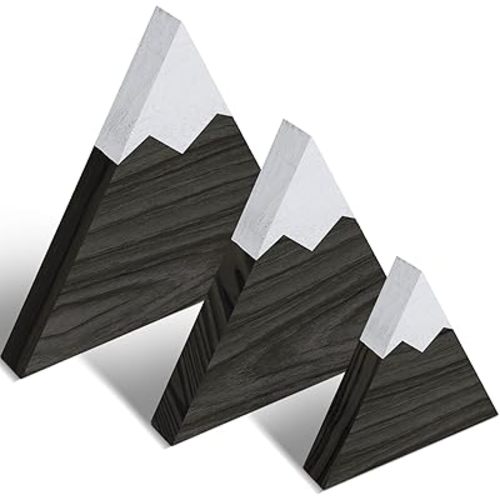 Maitys 3 Pcs 3 Size Mountain Shelf Decor Mountain Wooden Sign Farmhouse Wood Adventure Sign Woodland Nursery Decor Travel Table Centerpiece for Home(Black)
