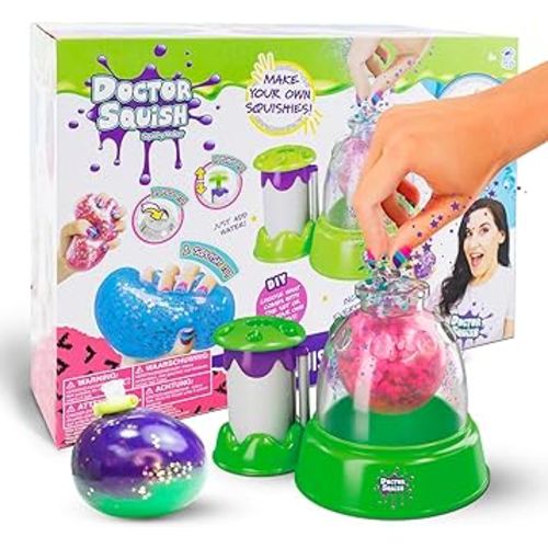 Doctor Squish: Squishy Maker, New Shiny Glitter Station Maker, Decorate with Confetti, Sparkles & Colored Ink, Variety of Sizes, Just Add Water to Make Your Own Slime, For Ages 8 & up