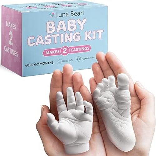 Luna Bean Baby Footprint & Hand Casting Kit – Newborn Milestone Keepsake Kit for Boys & Girls - Baby Shower Gifts Registry Must Have