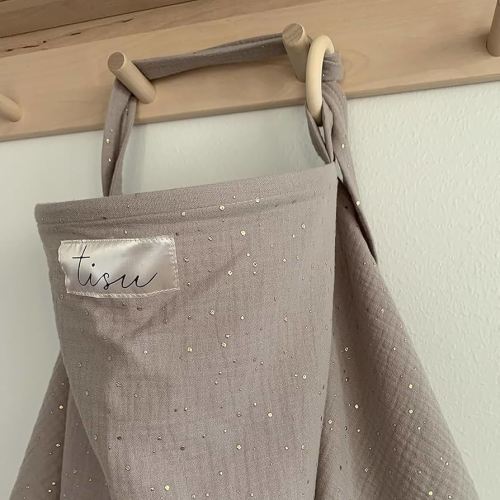 Nursing Cover for Baby Breastfeeding & Pumping | Multi Use Car Seat Stroller Cover | Breathable Soft Muslin Cotton | Breast Feeding Apron & Shawl by TISU (Taupe Beige)