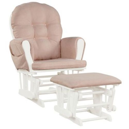Costway Baby Nursery Relax Rocker Rocking Chair Glider & Ottoman Set w/Cushion Light Grey