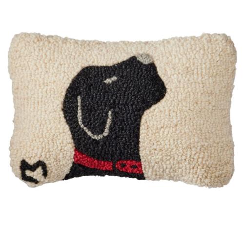 Wool Hooked Throw Pillow, Black Labrador, 8" x 12" | Throw Pillows at L.L.Bean