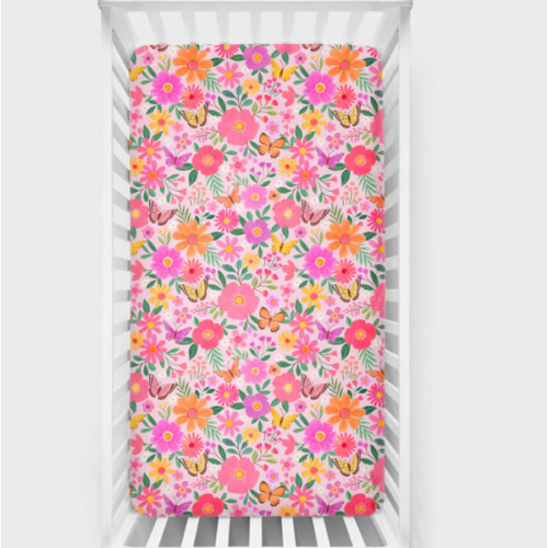 Butterfly Blooms Fitted Crib Sheet – Little Sleepies