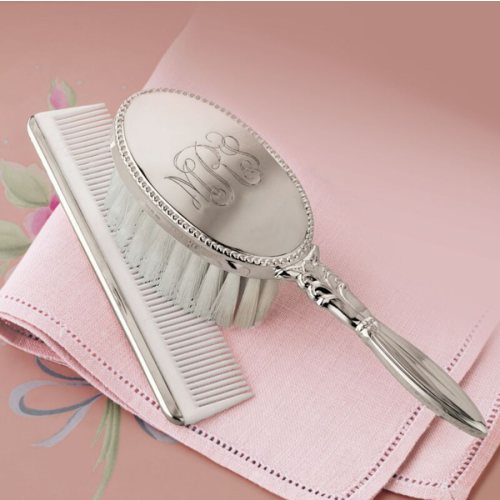 Monogram - Empire Child&#039;s Sterling Silver Handled Brush and Comb Set