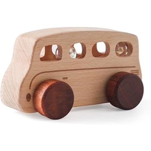 ibwaae Wooden Cars Toys, Montessori Toys for Babies, Baby Toy Cars for Toddlers, Wood Push Truck Vehicle Wooden Baby Toys for Boys Girls