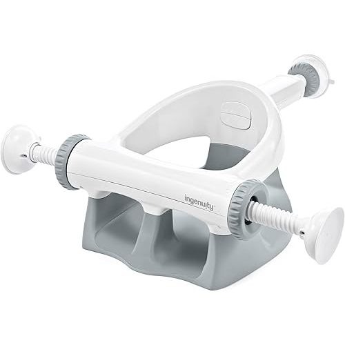 Ingenuity My Bath Seat for Sit-Up Baby Bathing, Sure & Secure Suction Cups, ASTM Safety Tested & Approved, Backrest for Assisted Sitting, Easy Setup & Storage, Gray