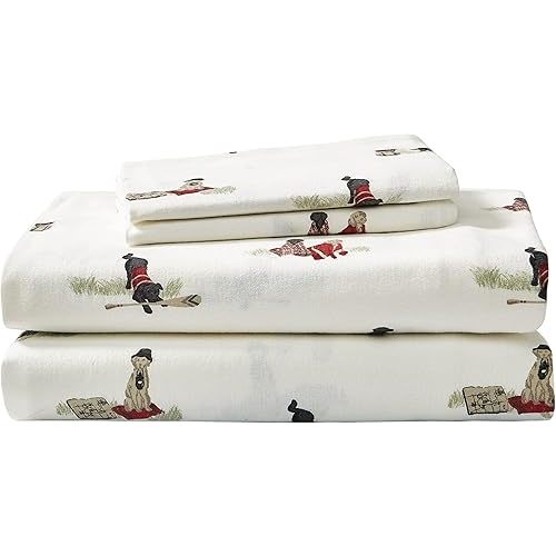 Eddie Bauer - Twin Sheet Set, Warm Breathable Cotton Flannel Bedding with Deep Pockets, Brushed for Extra Softness, Cozy Home Decor, Oeko-Tex Certified (Retriver Adventure, Twin)