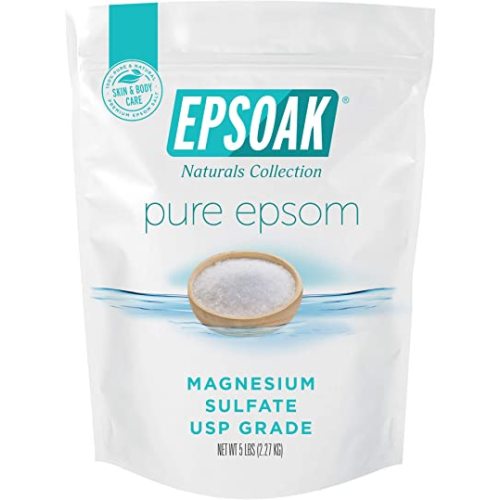 Epsoak Epsom Salt 5 lb. Magnesium Sulfate USP. (Qty. 1 x 5lb. Bag) Resealable Epsom Salt Bulk Bags Unscented, Made in The USA, Cruelty-Free