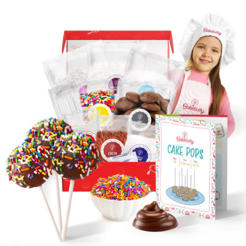 Baketivity DIY Cake Pop Baking Kit for Kids - Premeasured Ingredients, Decorating Supplies