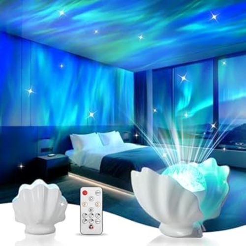 Northern Lights Projector, Shell Night Light Built for Bedroom Nebula Lamp, Kids Dorm Decor, Cute Room Decor Aesthetic Teen Girl Gifts for Teens Girls Boy