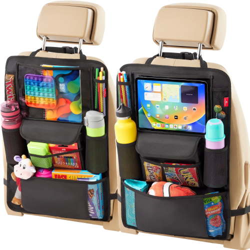 Helteko Car Seat Organizer, Ultra Version Kids Backseat Storage, 25 in x 17 in, 2 Pack, Black