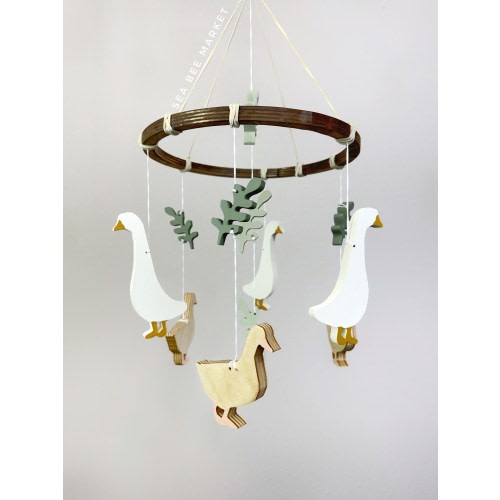 Duck Goose Crib Mobile | Wood Nursery Mobile| Cute Ducks Baby Decor | Girl’s Goose Baby Shower Gift | Mother Goose Nursery Mobile