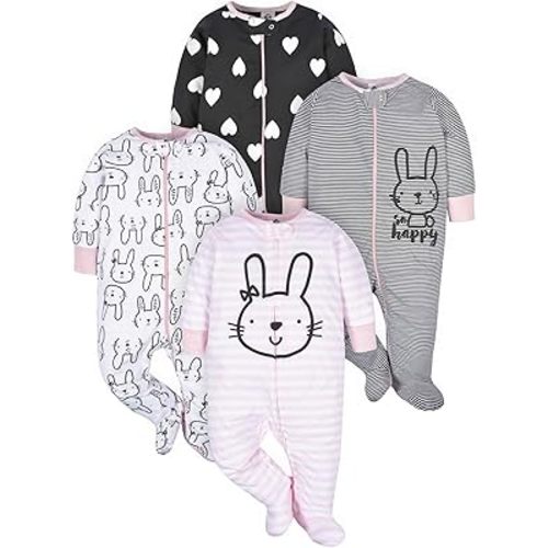 Gerber Baby Girls 4-Pack Sleep 'N Play Footie