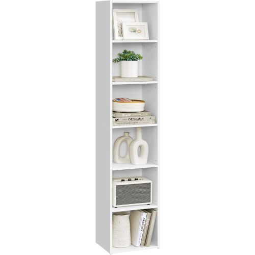 Closet Organization, 6-Tier Open Storage Shelf, 9.4 x 11.9 x 63.3 Inches, for Nursery, Cloud White