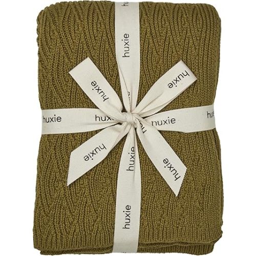 Knitted Organic Cotton Baby Blanket- Swaddle Blanket, 30" x 40" Soft Receiving Blanket for Newborn (Moss Green)