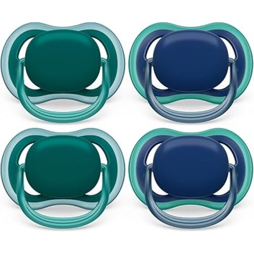 Philips Avent Ultra Air Pacifier - 4 x Light, Breathable Baby Pacifiers for Babies Aged 6-18 Months, BPA Free with Sterilizer Carry Case, SCF085/52