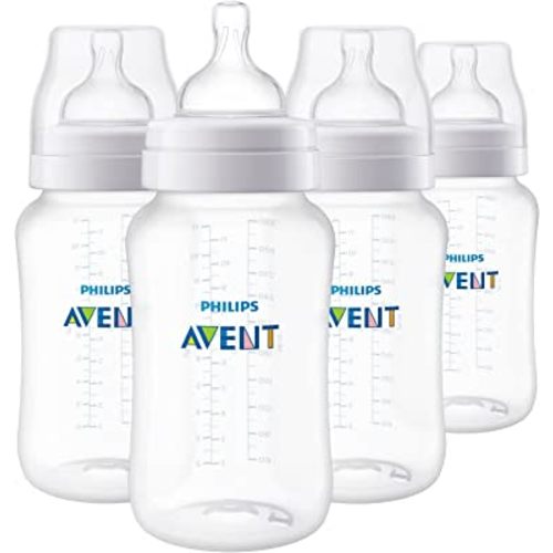 Philips AVENT Anti-Colic Baby Bottles, 11oz, 4pk, Clear, SCY106/04