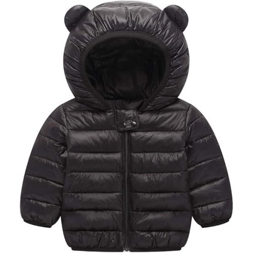 Winter Down Coats for Kids Baby Boys Girls Light Puffer Padded Jacket Bear Hoods Infant Outerwear