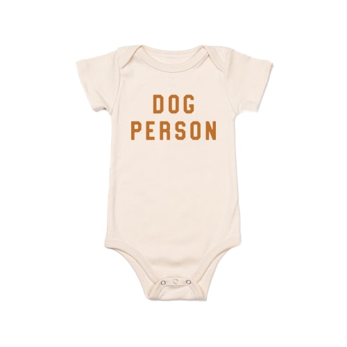 Dog Person (Camel) - Bodysuit (Natural, Short Sleeve)