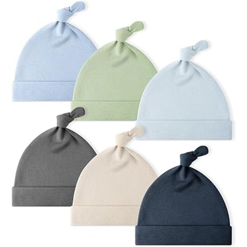 Yoofoss Baby Hats 0-6 Months 100% Cotton Knot Newborn Hats for Boys Girls Beanie Set Soft Infant Beanie Caps 6 Pack