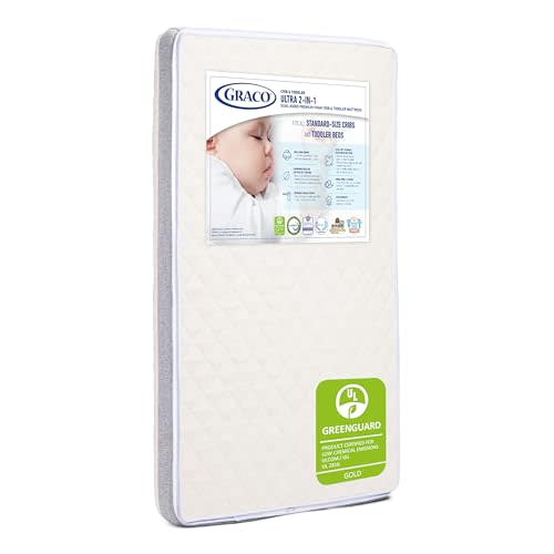 Graco Ultra 2-in-1 Premium Dual-Sided Crib & Toddler Mattress - GREENGUARD Gold, CertiPUR-US Certified Foam, 2-Sided Mattress Fits Any Brand of Crib & Toddler Bed