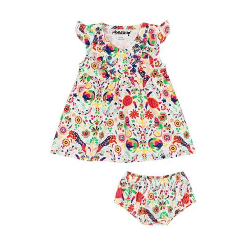 Mixed Up Clothing Baby Vestito Dress Set - Animal Arabesque - 3-6 Months
