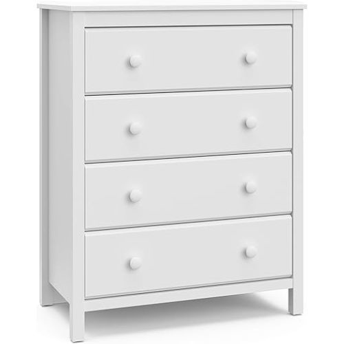 Storkcraft Alpine 4 Drawer Chest (White) – GREENGUARD Gold Certified, Dresser For Nursery, 4 Drawer Dresser, Kids Dresser, Nursery Dresser Drawer Organizer, Chest of Drawers