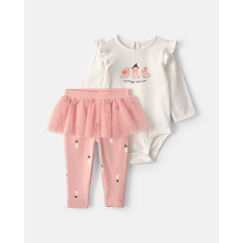 Baby Girl 2-Piece 'Mommy's Little Boo' Halloween Long-Sleeve Bodysuit & Pant Set - Cream/Pink | Carter's