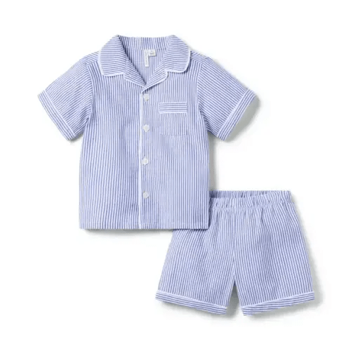 Boy Ocean Air Stripe Good Night Classic Short Pajama In Stripe by Janie and Jack
