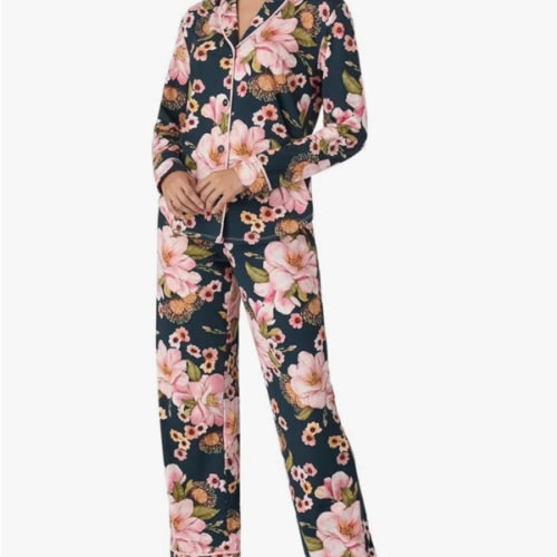 Room Service Womens 2-Piece Shawl Collar Pajama Set