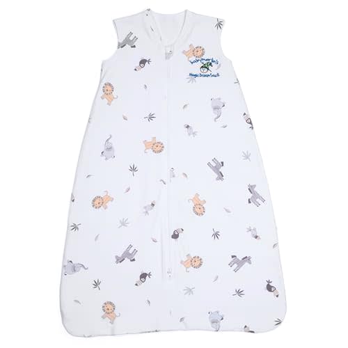 Baby Merlin's Magic Dreamsack - 100% Cotton Baby Wearable Blanket - Magic Sleep Sack for Infants 6-12 Months - Cozy Sleep Sack for Babies with Double Zipper and Scooped Neckline - Safari Animals