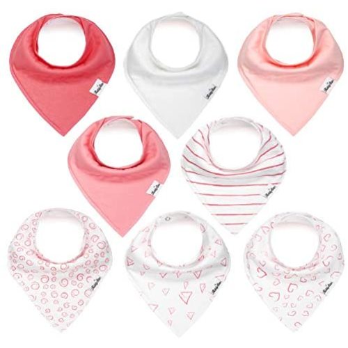 Baby Bandana Drool Bibs for Girls, 10 Pack Bib Set with Snaps for Drooling, Teething and Feeding, Soft and Absorbent Bibs by KiddyStar