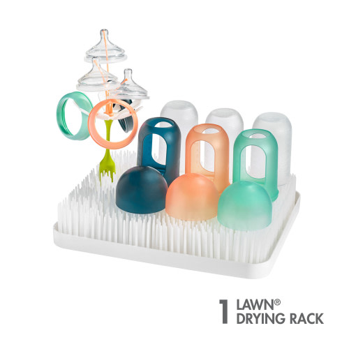 Boon Lawn Countertop Drying Rack, Low-Profile Easy To Clean Baby Bottle Drying Rack, White