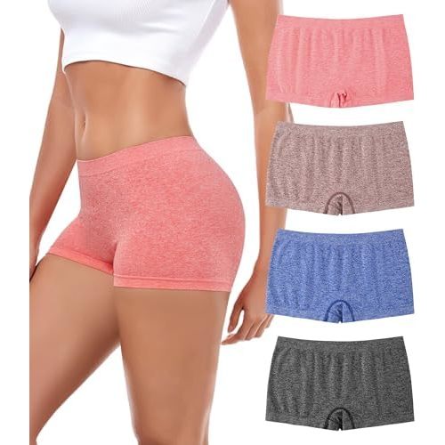 dmuveo Womens Boys Shorts Underwear Seamless Full Coverage Briefs Soft Stretch Boxer Shorts For Women Multipack