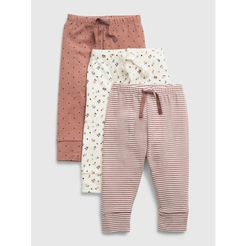 Baby 100% Organic Cotton Print Pull-On Pants (3-Pack) in fig, size: 0-3 M