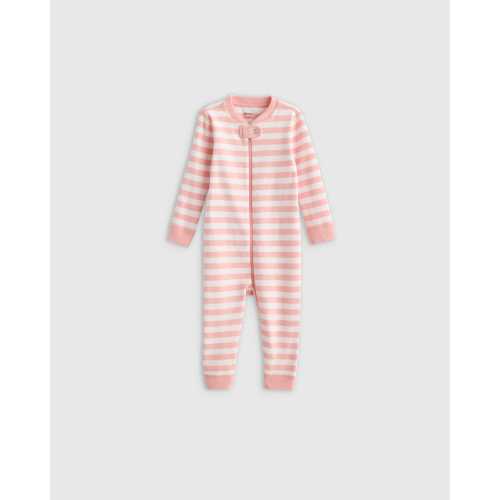 100% Organic Cotton One Piece Pajama - Baby in Pink Stripe